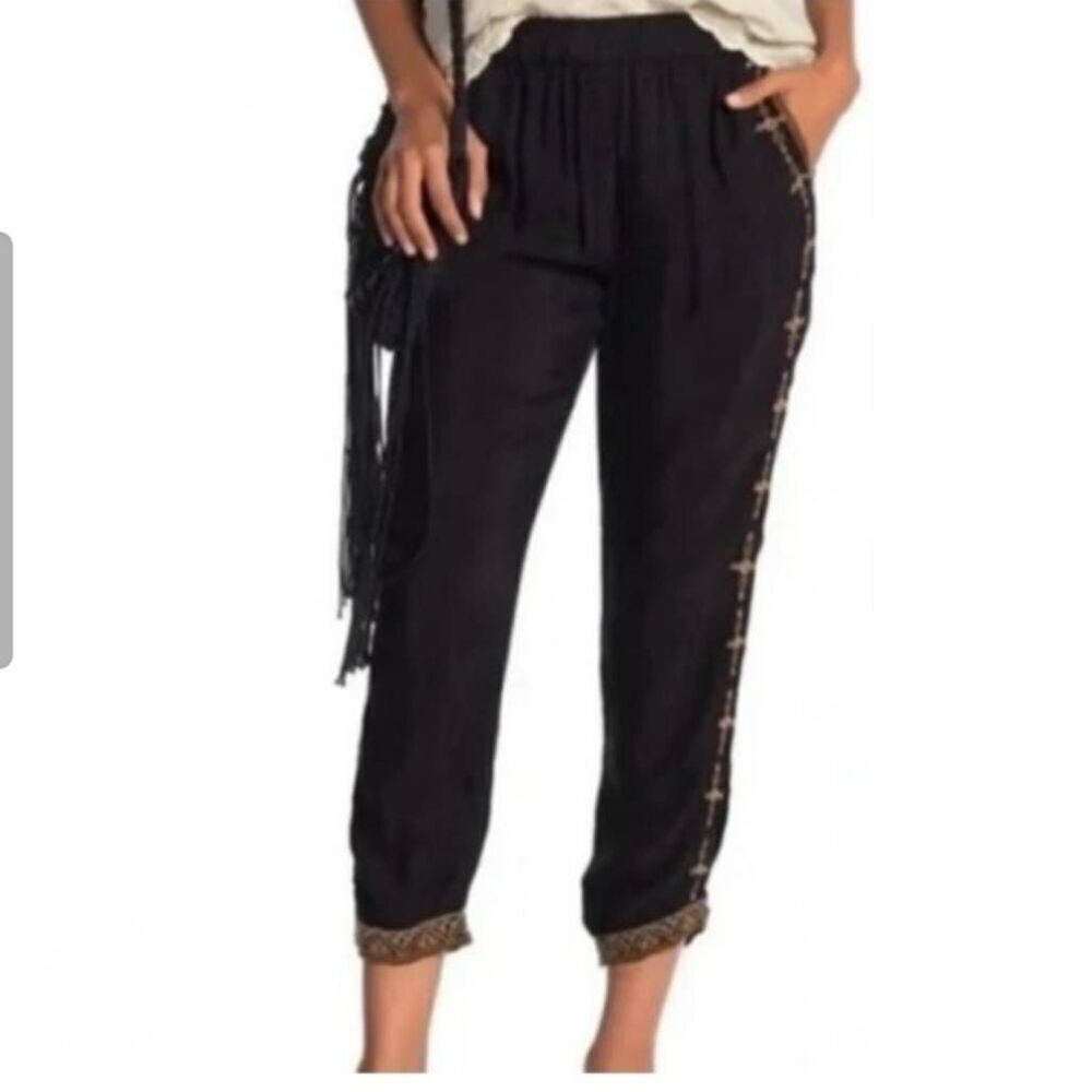 Johnny Was Embroidered Pull-On Pants